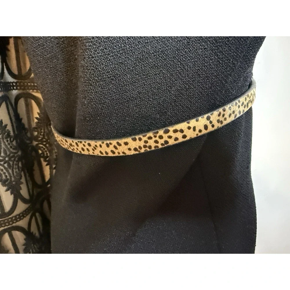 Vintage XSkinny Belt Gold Buckle Leopard Calf Hair Leather‎ Brown Tan XS 26